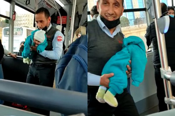 Bakıda avtobusda maraqlı anlar: Sürücü ağlayan körpəni sakitləşdirdi