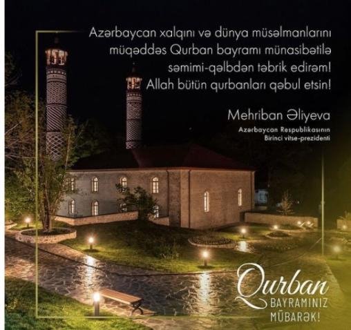 Mehriban Əliyeva Qurban bayramı münasibətilə paylaşım edib